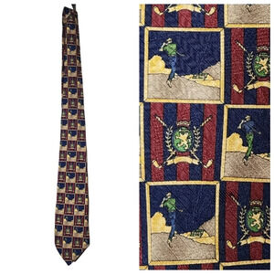 Tommy Hilfiger Golf Tie. Navy,  maroon,  yellow,  tan